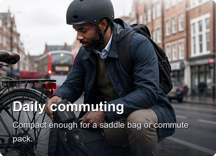 Daily commuting with compact pump for a saddle bag or commute pack