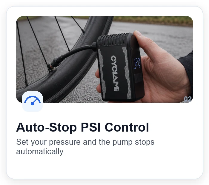 Auto-Stop PSI Control - Set your pressure and the pump stops automatically