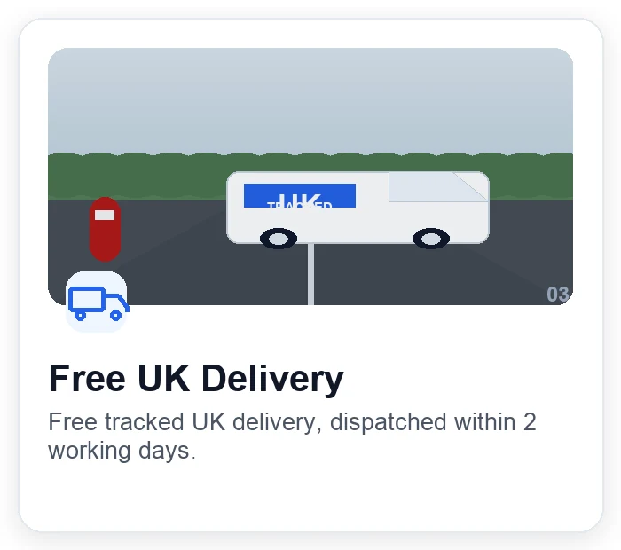 Free UK Delivery - Free tracked UK delivery, dispatched within 2 working days