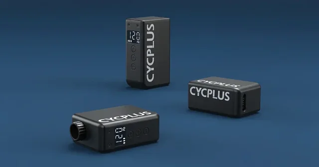 CYCPLUS digital inflator in use — midday lifestyle photography
